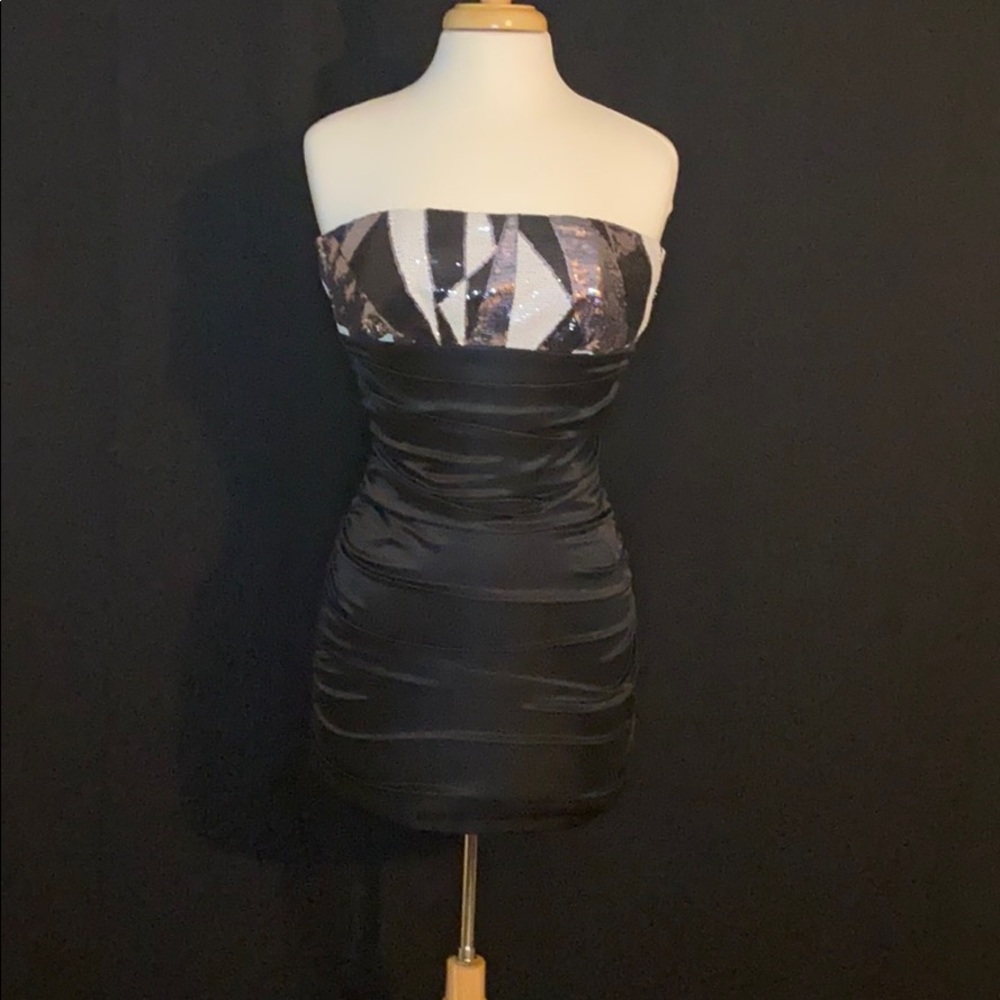 Speechless Black/Silver Sequin Cocktail Dress